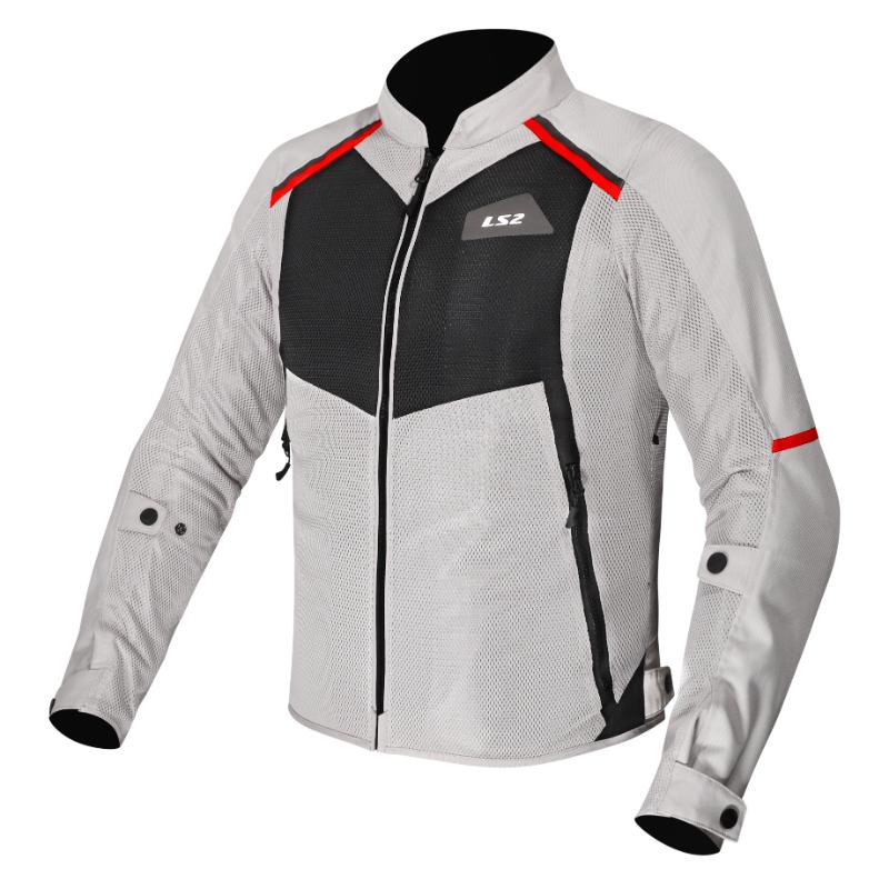 Jakna LS2 Breeze muška sivo-crno-crvena