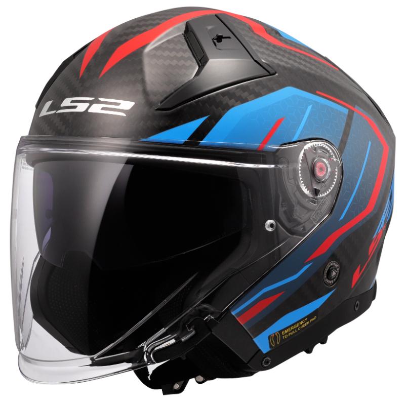 Kaciga LS2 OF603 Infinity II karbon urus plavo-crvena