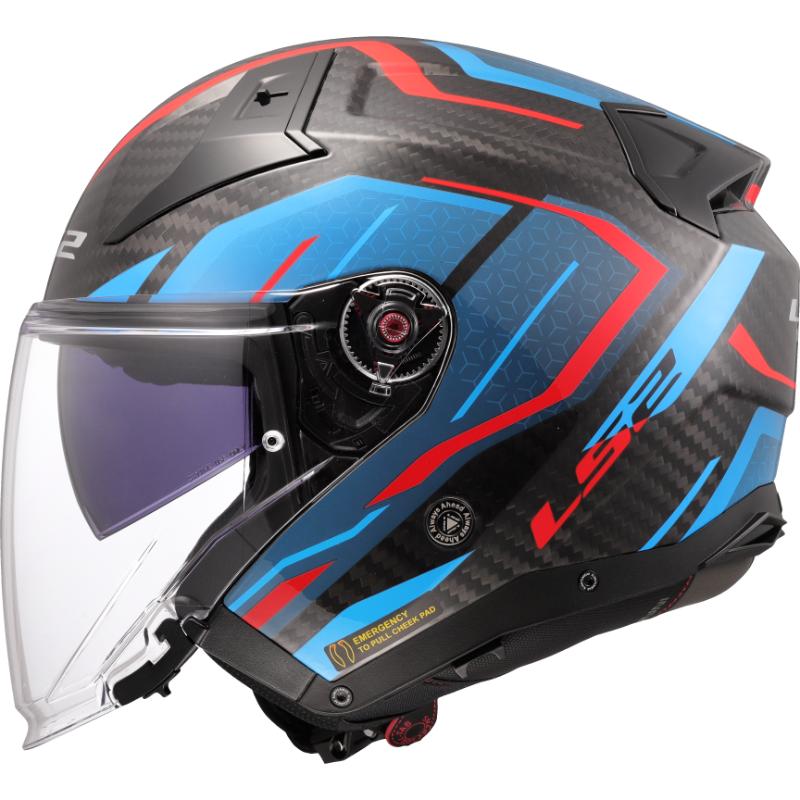 Kaciga LS2 OF603 Infinity II karbon urus plavo-crvena