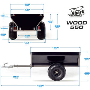 Shark Wood 550 jednoosovinska prikolica za ATV/UTV, nosivost 500 kg, crna